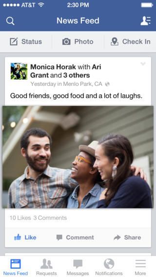Facebook 9.0 업데이트 제공
