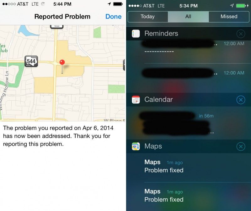 Apple, 맵 애플리케이션에서 보고 된 문제를 해결했을 때 알림 기능에대한 테스트 진행