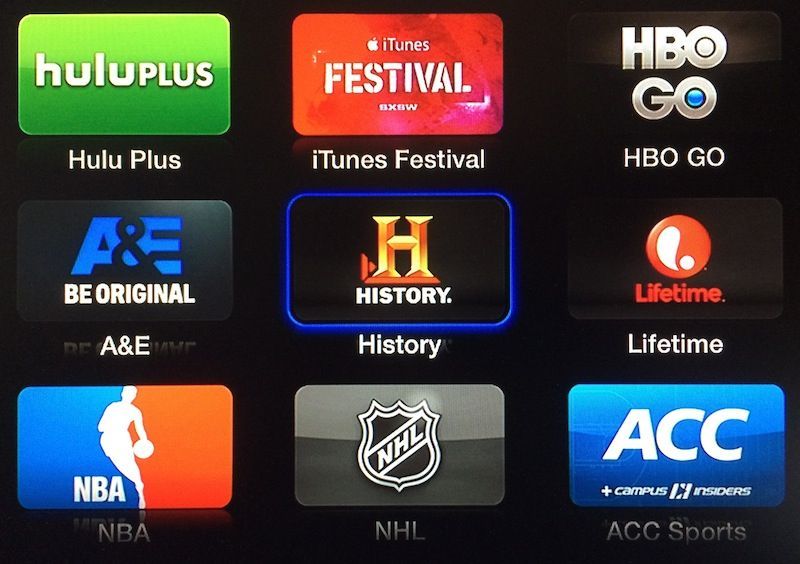 Apple TV. A & E, History, Lifetime 채널 추가