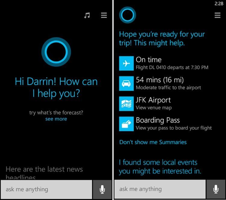 MS. Siri 라이벌 Cortana 발표. Windows Phone 8.1과 함께 나올 예정