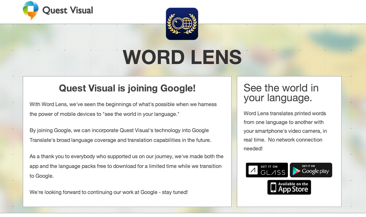Google, iOS 어플 Word Lens를 개발하는 Quest Visual 인수.