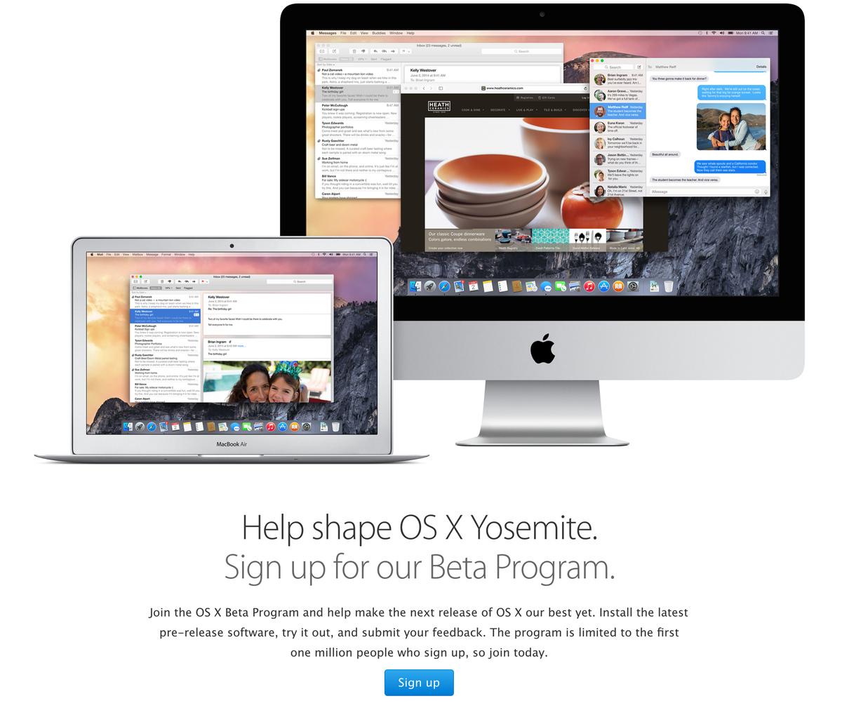 OS X Yosemite Beta Program 사전 등록자 100만명만 참여 가능.