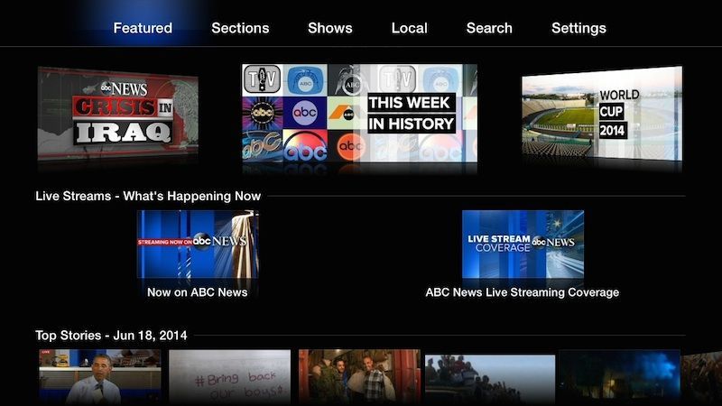 Apple TV에​. ABC News, AOL On, PBS Kids, Willow 채널 추가.