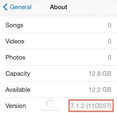 iOS 7.1.2 곧 업데이트 될 예정?