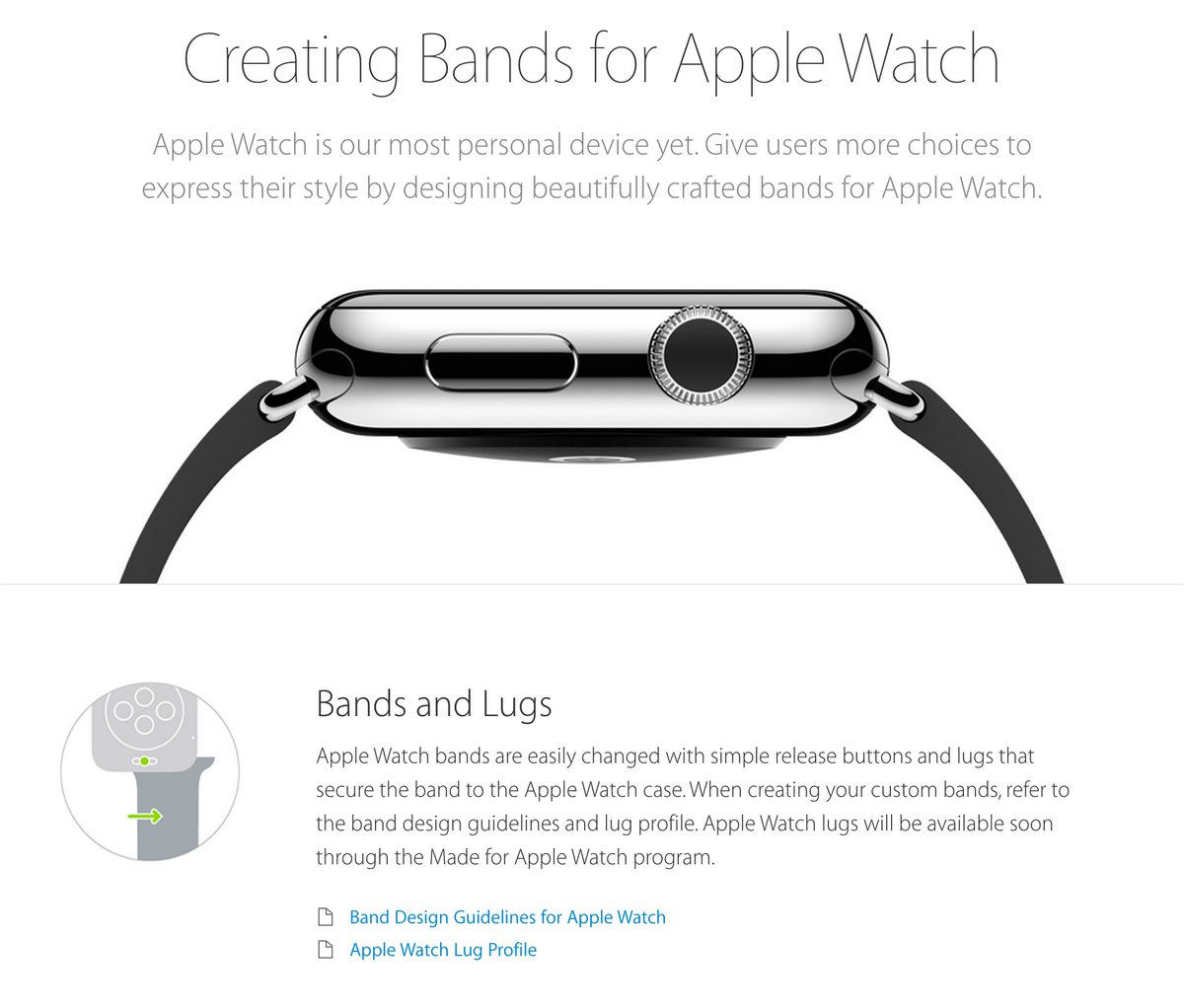Apple Watch 용 밴드의 설계 가이드 문서 공개.