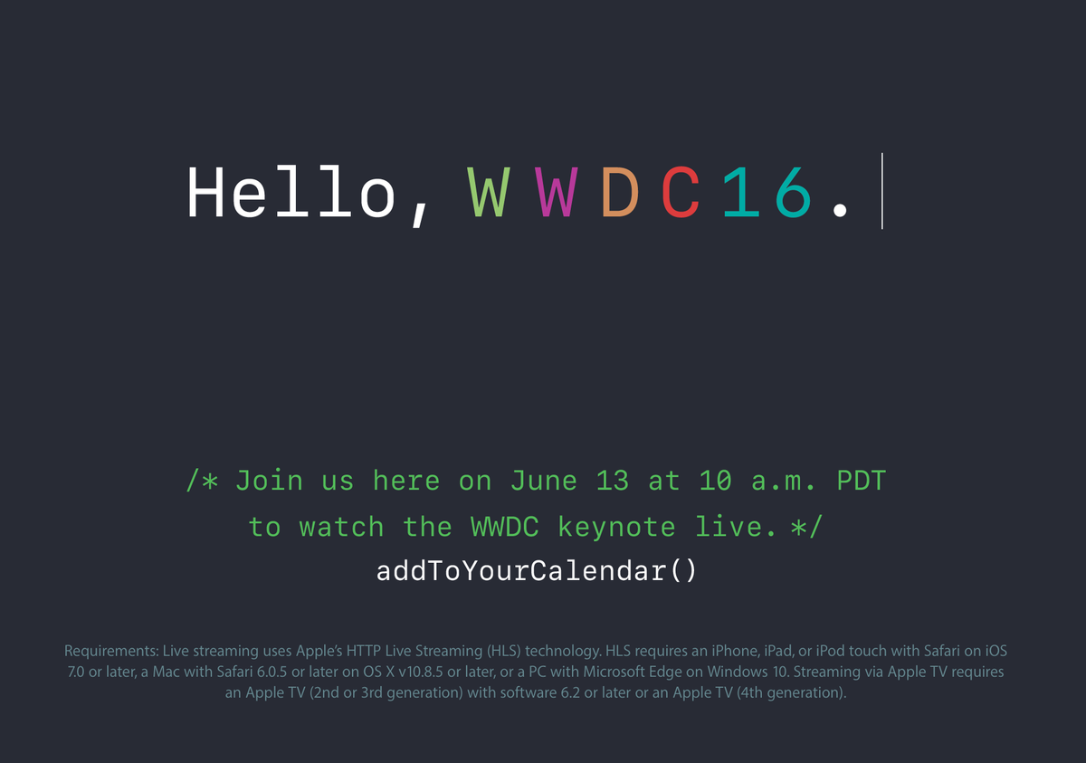 Apple WWDC16 기조 강연 안내