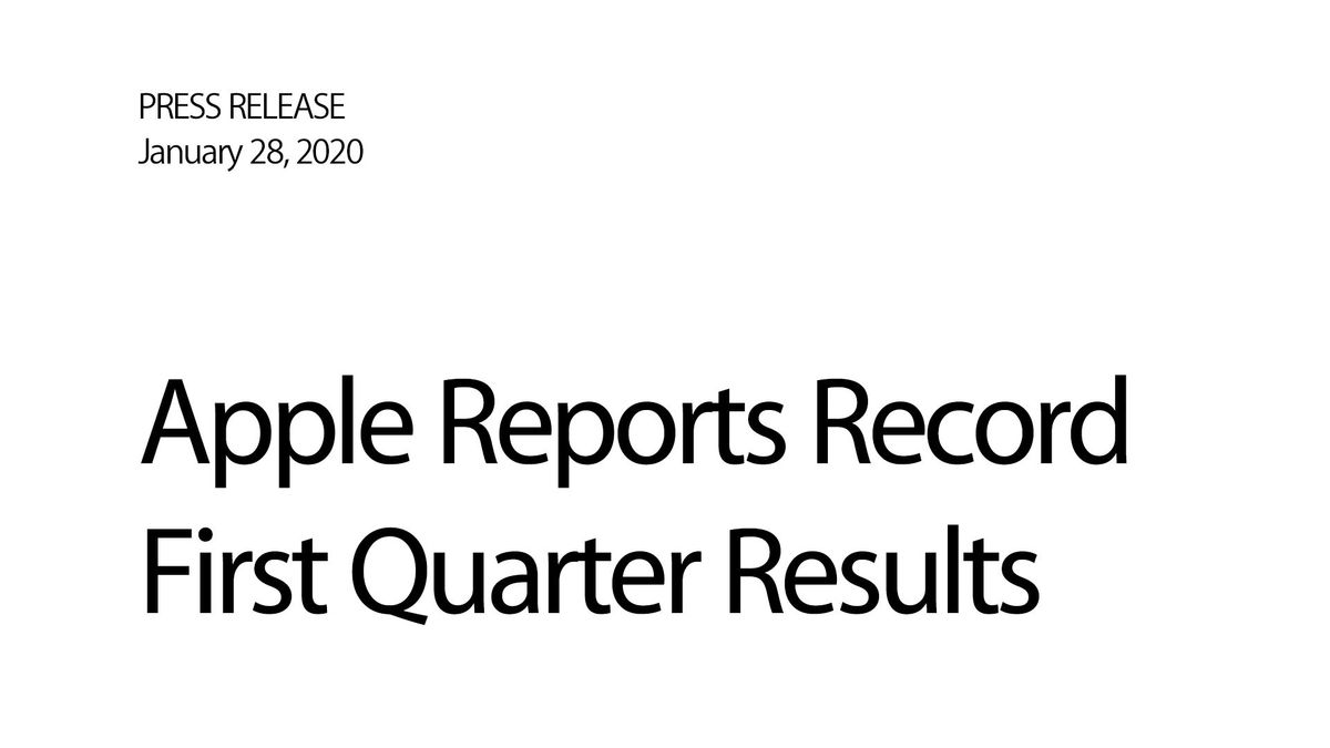 Apple, 2020년 1/4분기 실적 결과 발표