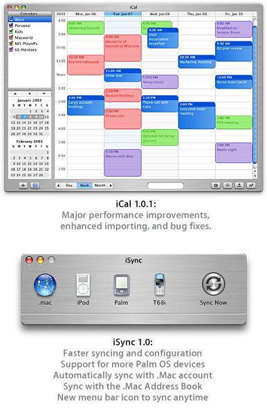 애플에서 iCal 1.0.1과 iSync 1.0을 발표 했습니다.