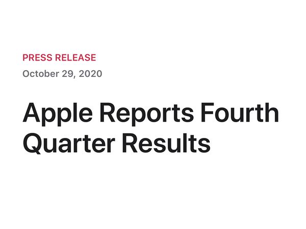 Apple, 2020년 4/4분기 실적 결과 발표