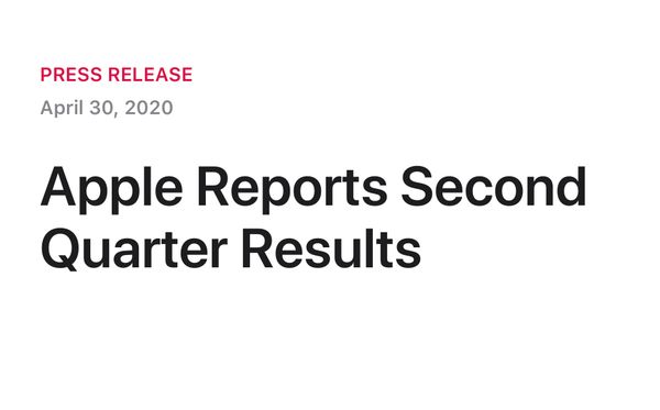 Apple, 2020년 2/4분기 실적 결과 발표