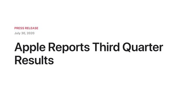 Apple, 2020년 3/4분기 실적 결과 발표