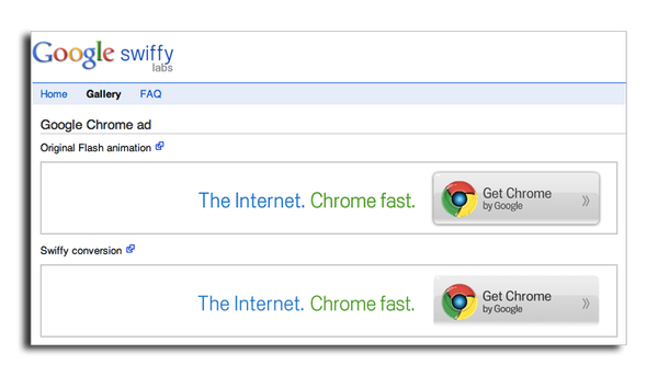 Google. SWF파일을 HTML5로 변환할 수있는 툴인 Swiffy 공개