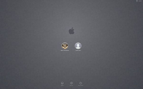 새로운 OS X Lion의 로그인 화면.