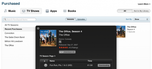 iTunes Store. TV 프로그램 구입 목록함 추가.