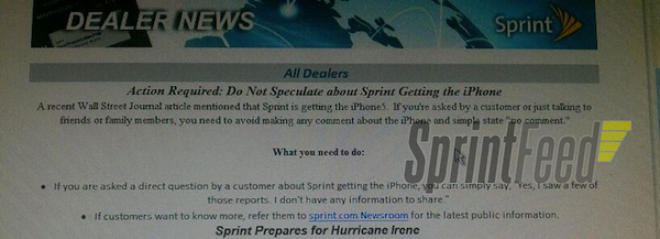 Sprint 직원들에게 iPhone 출시에 대해 누설하지 말 것을 당부.