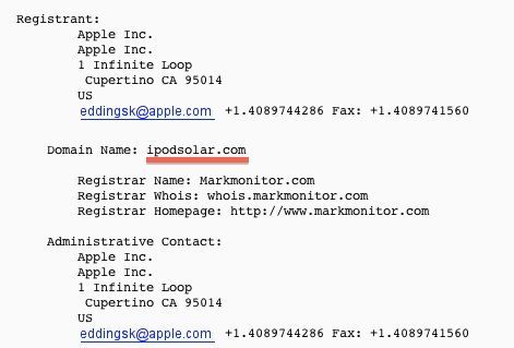 Apple, iPodSolar.com 도메인 보유