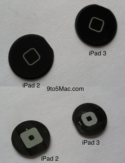 iPad 3의 것으로 보이는 홈버튼 사진.
