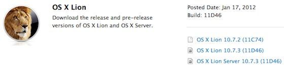 Apple, OS X 10.7.3 Build 11D46 디벨로퍼에 배포.