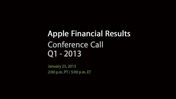 Apple, 한국 시간 1월 24일(목) 2013년도 1분기 실적을 발표 예정