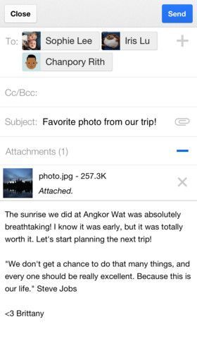 iOS 용 Gmail 업데이트. YouTube, Google Maps, Chrome 앱에 대한 링크 지원
