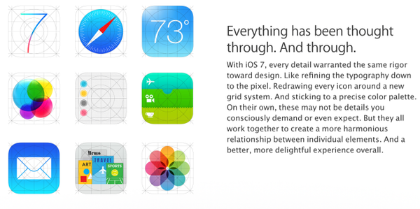 Apple 웹 사이트에 지금과 다른 iOS 7 아이콘 노출