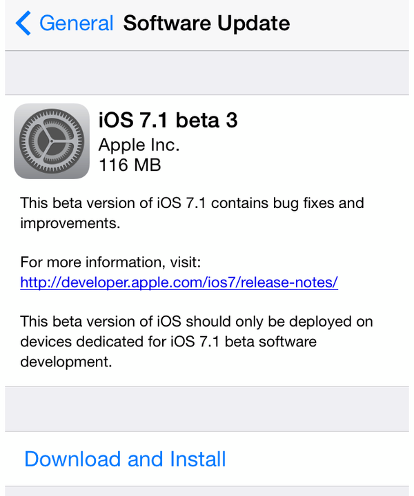 iOS 7.1 Beta 3 개발자 사이트에서 제공.