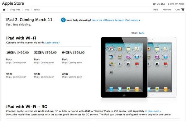 4세대 iPad 출시로 iPad 2 공식 판매 종료