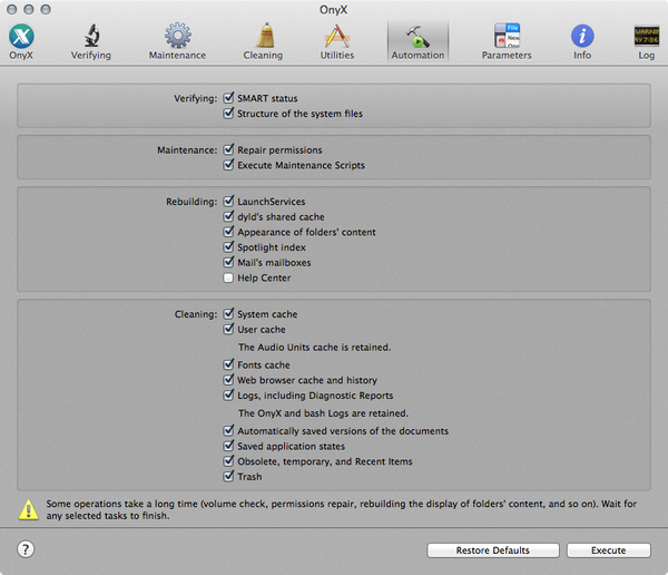 시스템 정리 유틸리티 Onyx 2.8.4 for OS X 10.9 배포