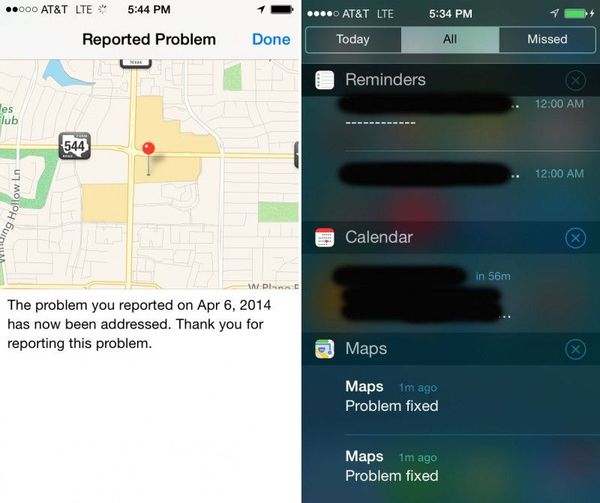 Apple, 맵 애플리케이션에서 보고 된 문제를 해결했을 때 알림 기능에대한 테스트 진행