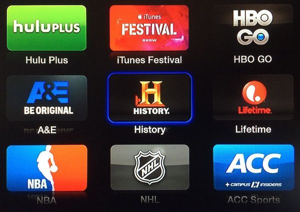Apple TV. A & E, History, Lifetime 채널 추가
