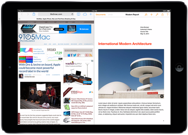 iOS 8. iPad에서 멀티태스킹 분할 화면 제공?