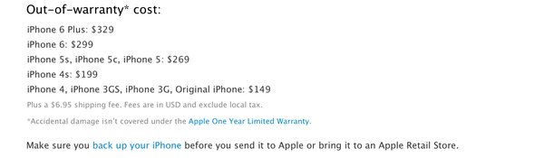 Apple US. iPhone 6/6 Plus 유상 리퍼 가격 공개.