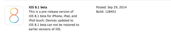 iOS 8.1 beta 개발자들에게 공개.