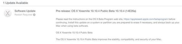 OS X Yosemite 10.10.4 (14E26a) 베타 버전 공개