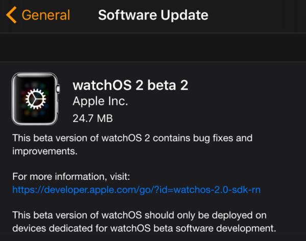 iOS 9, WatchOS 2 베타 2 업데이트 공개.