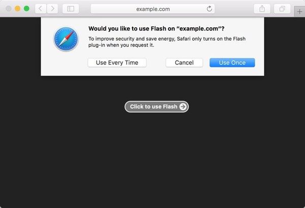 macOS Sierra의 Safari 10 : Flash 차단 기본