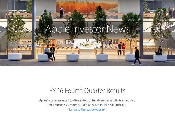 Apple 10월 28일 4분기 실적 발표 예정