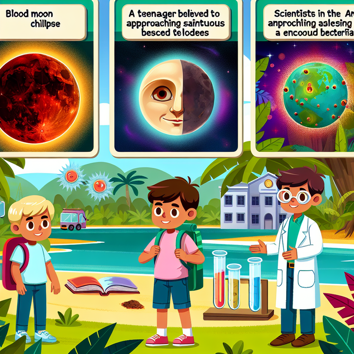 KidsNewsFlash Daily News: Blood Moon Eclipse Approaches as Teen Moves Toward Sainthood and Amazon Reveals New Bacteria