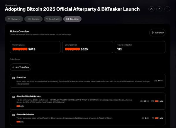 New in Satlantis 🌴 Bitcoin Ticketing is LIVE!!!