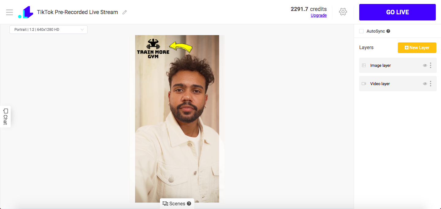 TikTok Live stream with logo