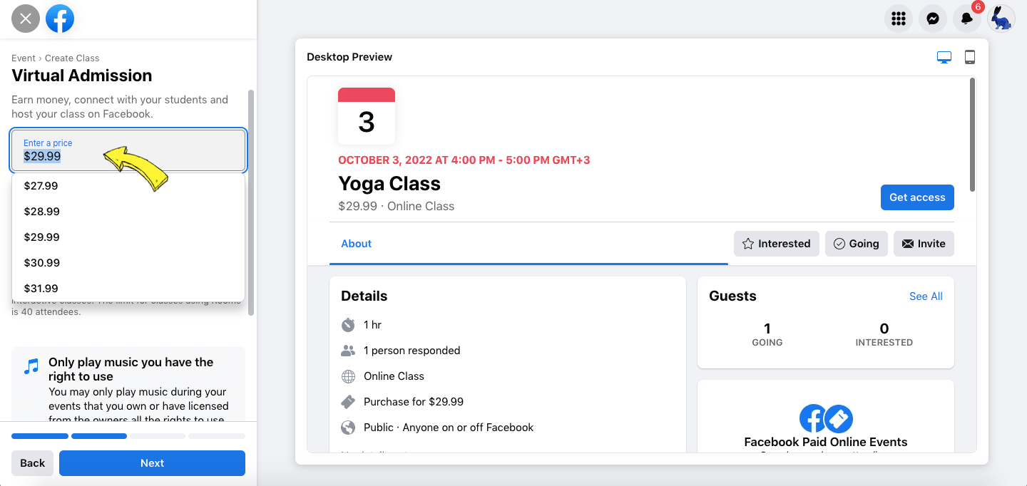 Paid Live Facebook Event