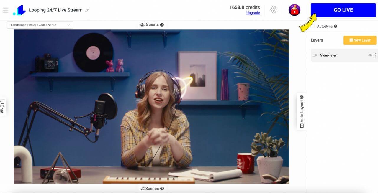 Go Live with a looping video on Youtube