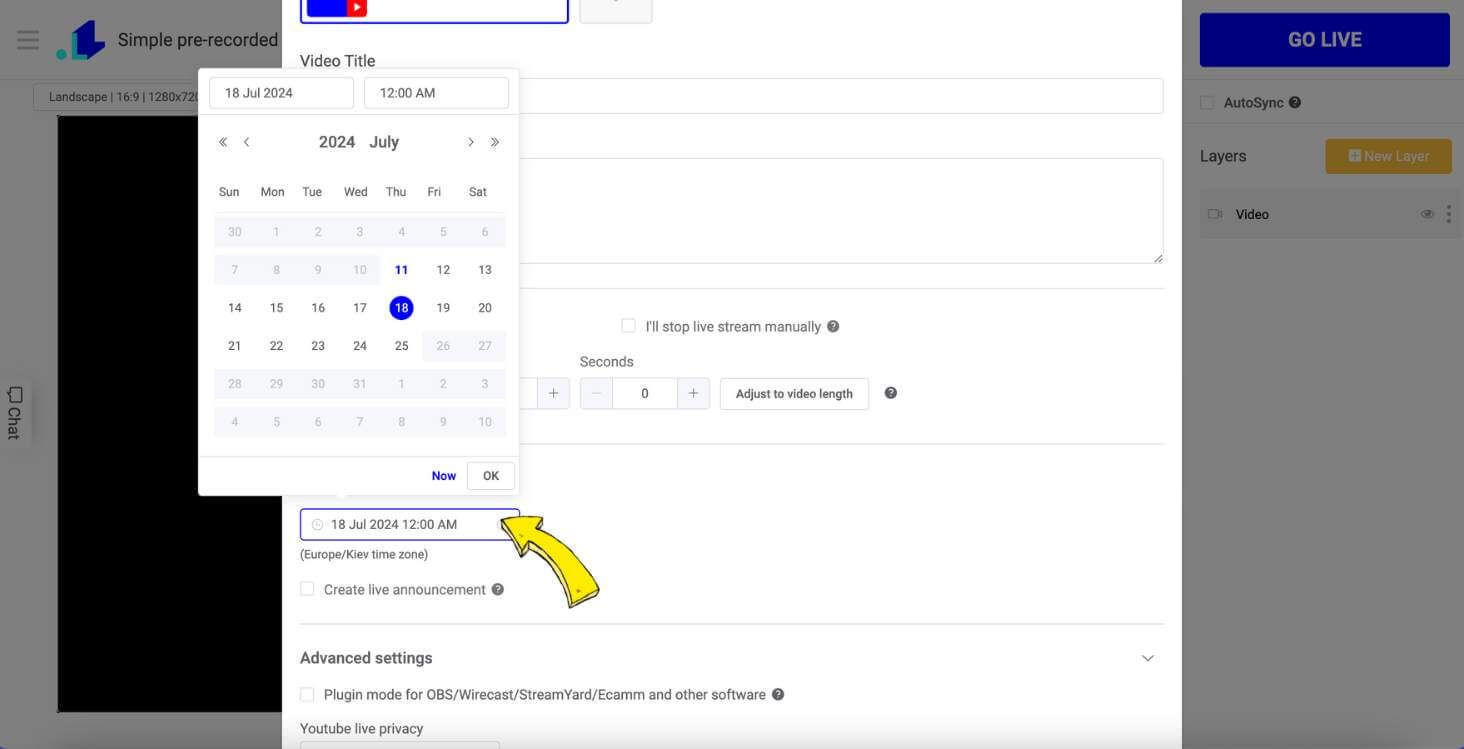 Schedule Live Stream