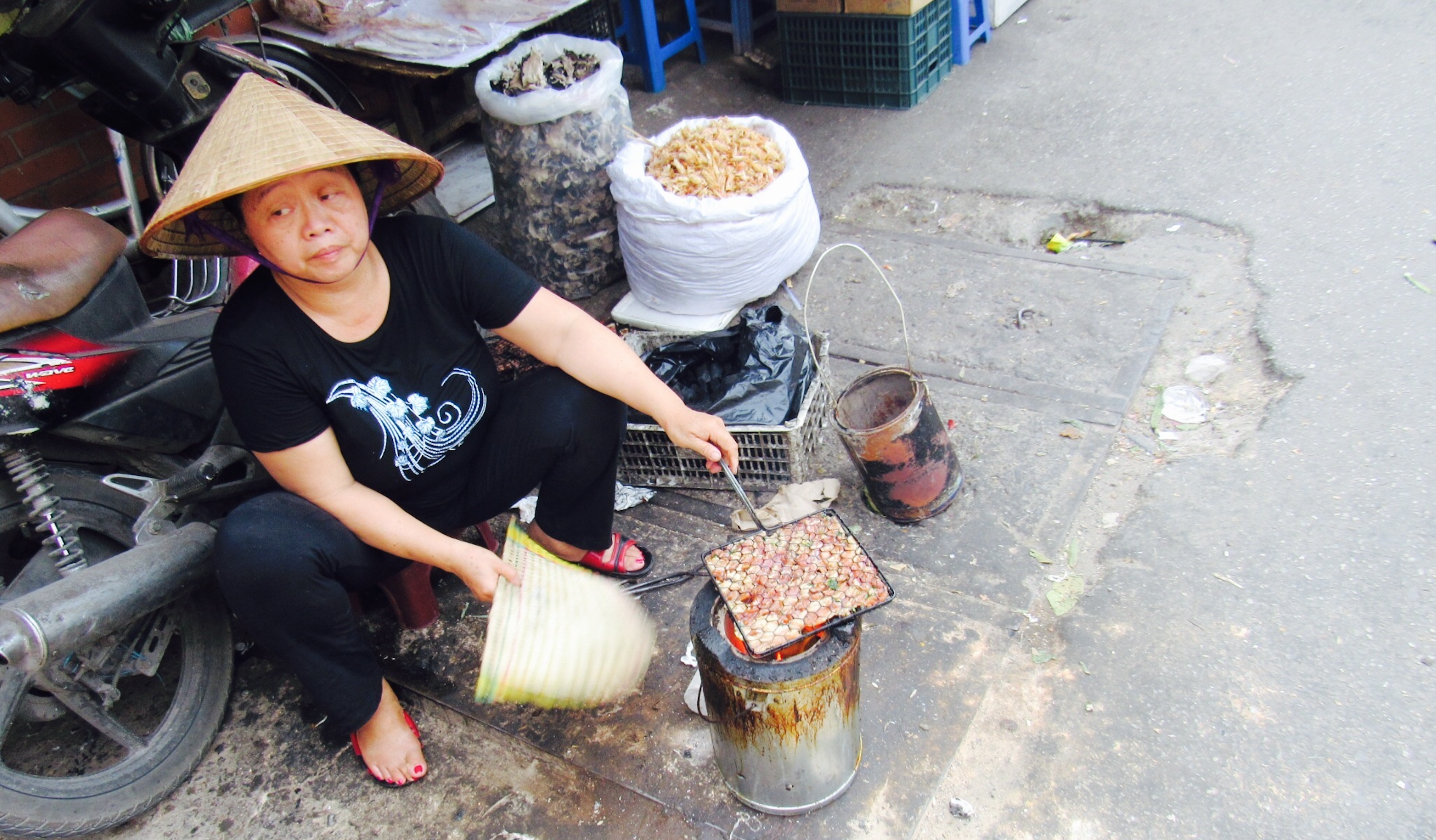 fanning red charcoal