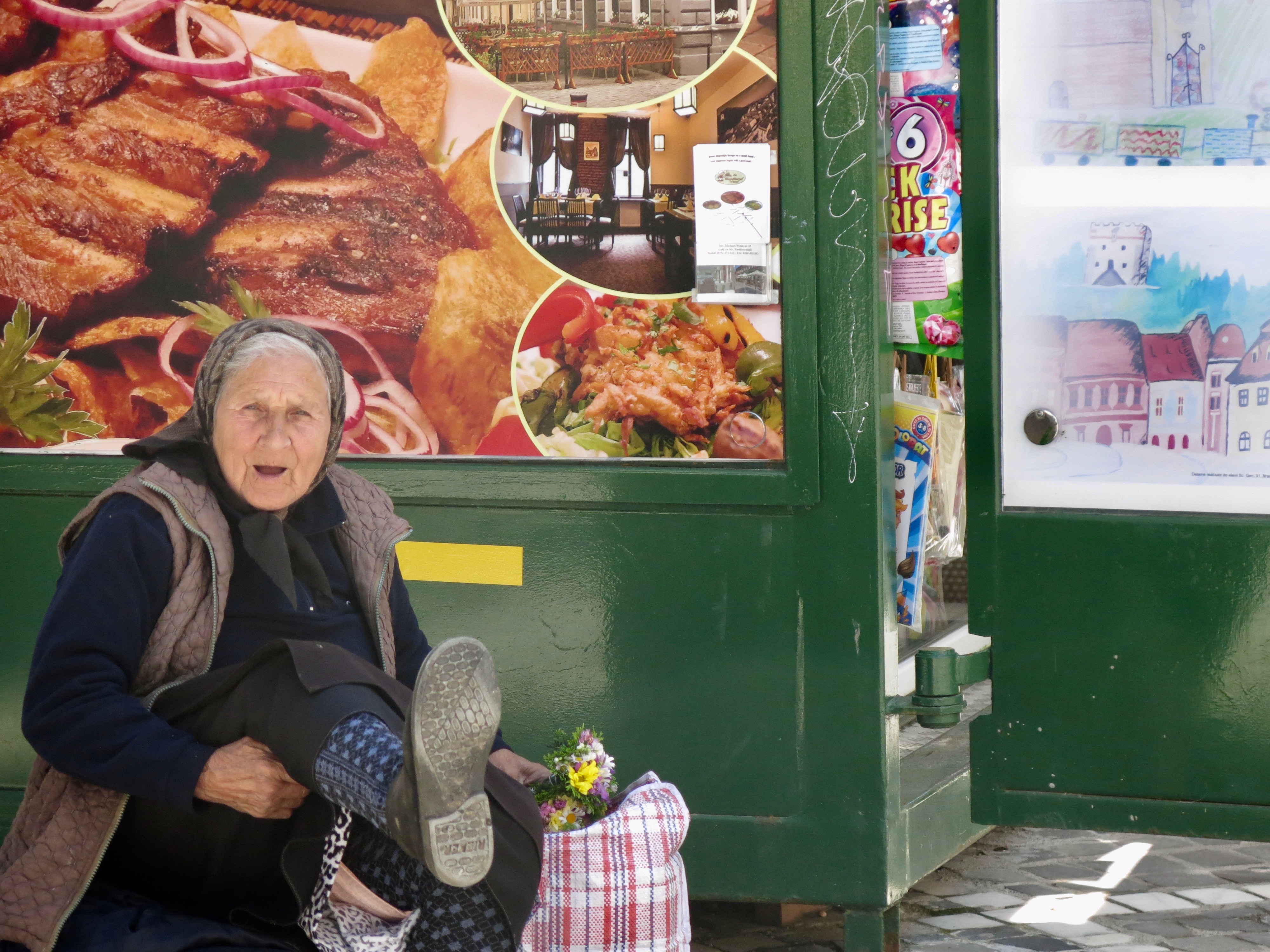 tucking in her skirt
