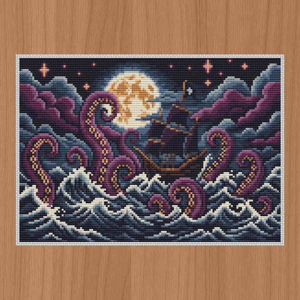 Kraken Attacks a Sailing Ship