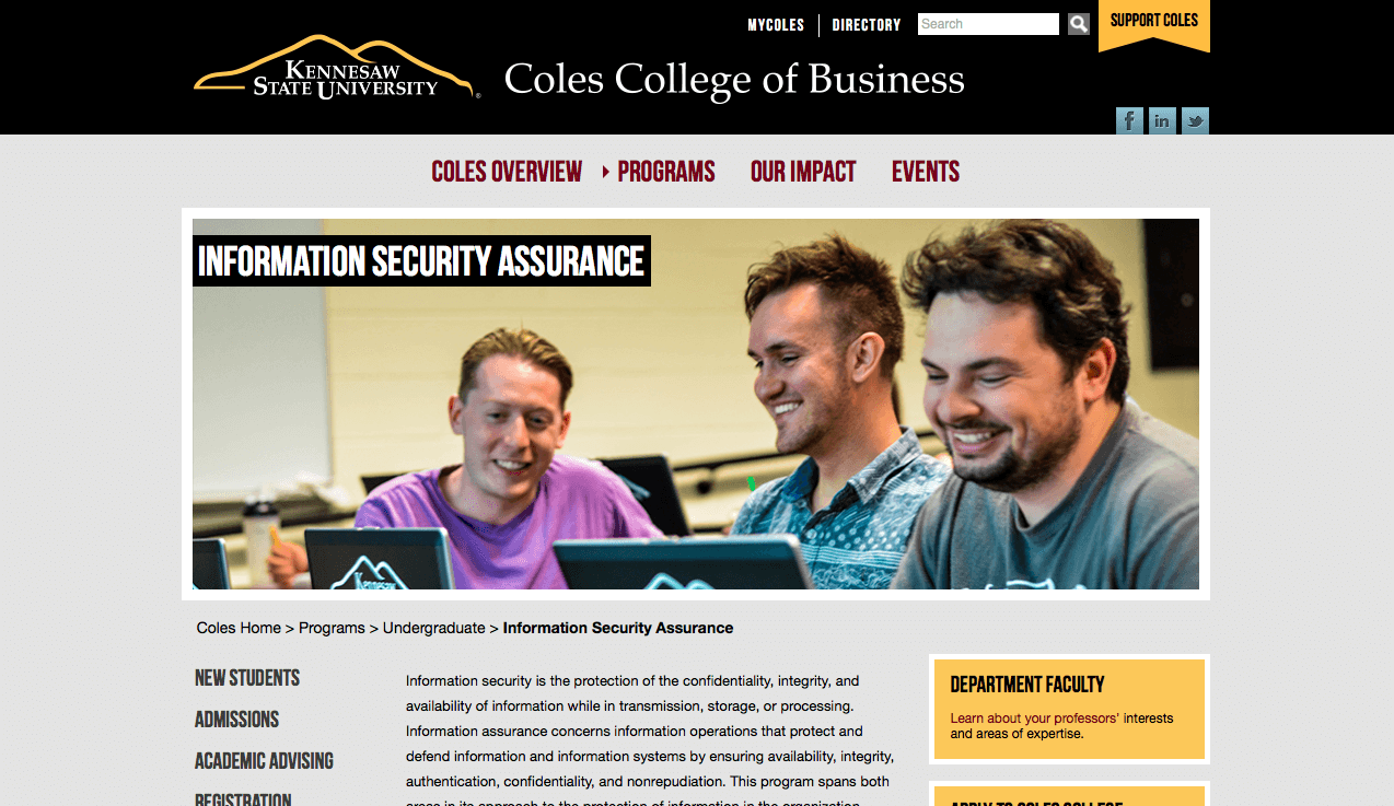 Universidad Kennesaw State Master en Ciberseguridad