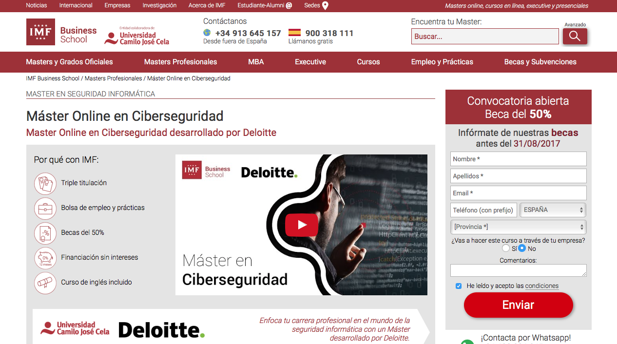 Master Ciberseguridad IMF Universidad Camilo Jose Cela