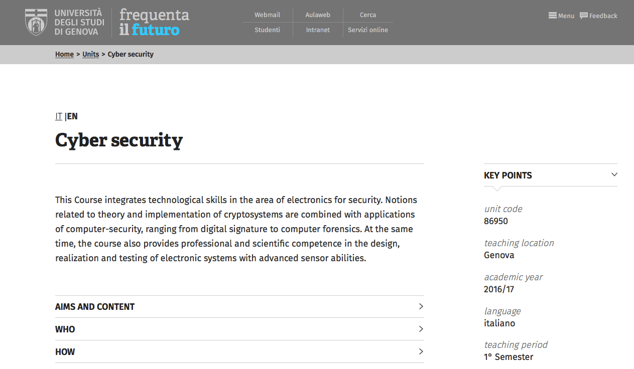 Master en Ciberseguridad y Protección del Dato Universidad de Genova