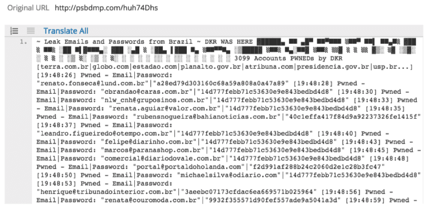 User Password Data Leak Pastebin